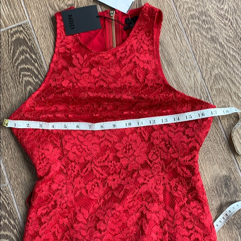 NWT- NBD RED LACE CUT OUT DRESS - Picture 6 of 6